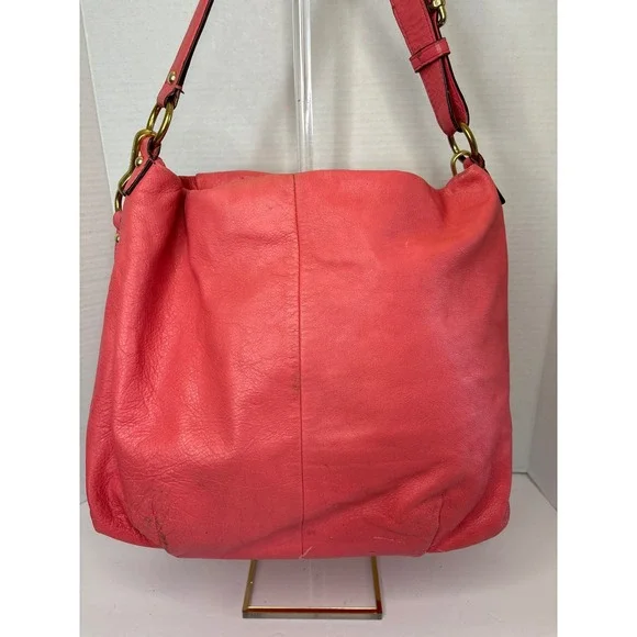 Coach Madison Phoebe Coral Pink Pebbled Leather Hobo Bag 21224 Womens - Picture 2 of 8